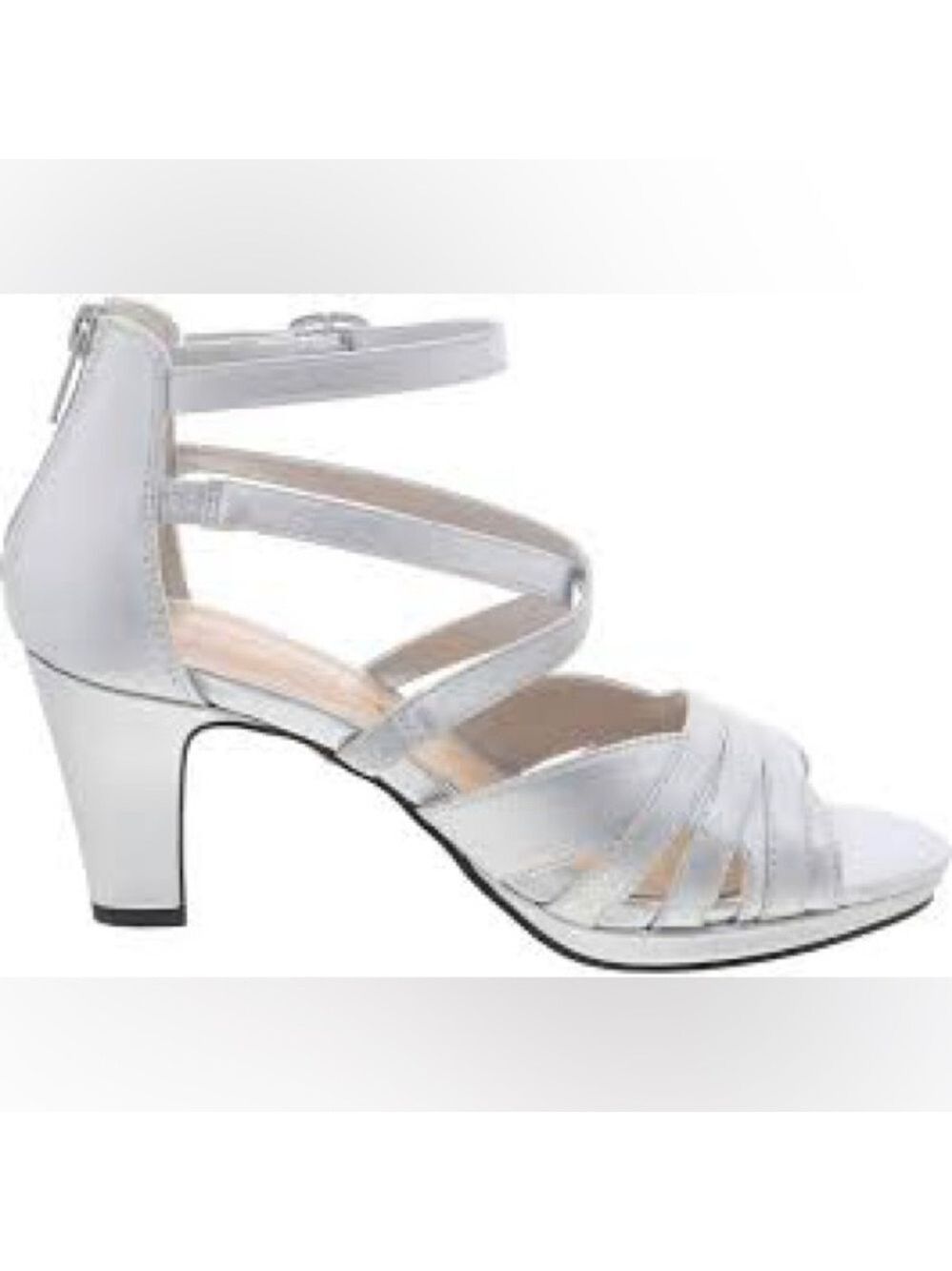 Women’s Easy Street Crissa Silver Dance Heeled Sandals Size 10 US!